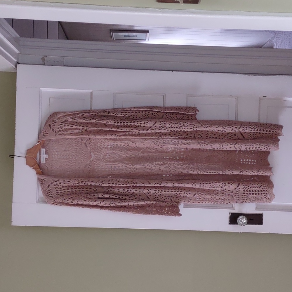 Chelsea & Theodore crochet duster cardigan Large